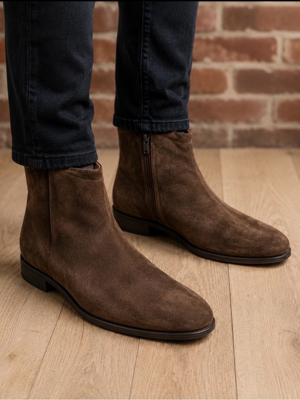 Barneys New York CO-OP Brown Suede Side Zip Ankle Boots Italy Men’s 10 M